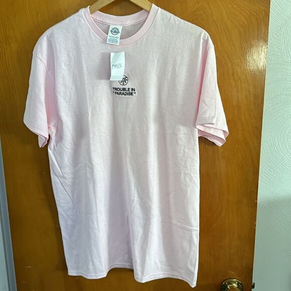 Pink Tshirt Mens Large Rue21 Trouble In Paradise - Picture 1 of 2